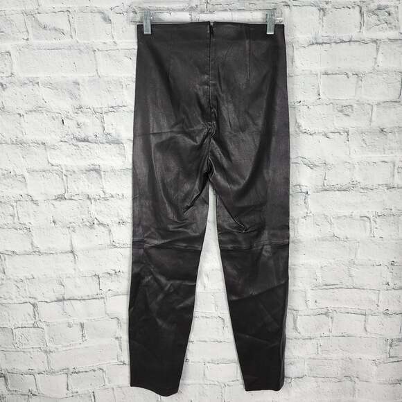 Pearl by lela rose leather susie Pants Sz 4 black zip up stretch A16C - Picture 4 of 5